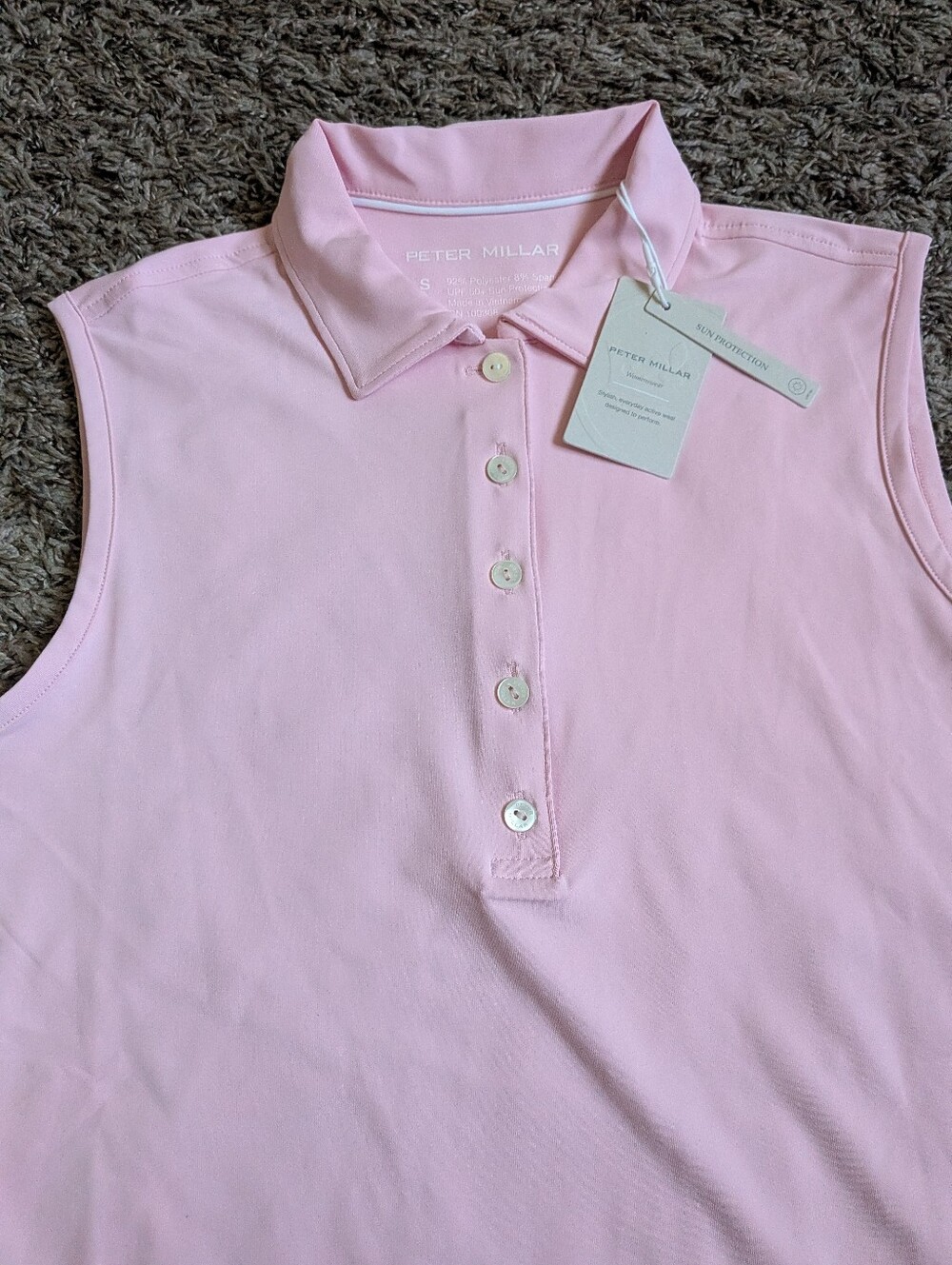 NWT Peter Millar Pink Athletic UPF 50+ Sleeveless Polo Shirt Women's S - Picture 2 of 7